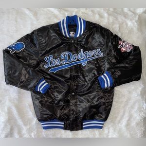 New Starter Black Label LA Dodgers "Los Dodgers" Jacket Mens Size M Black Blue